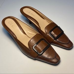 COLE HAAN BROWN SYDNEY HEEL MULES SLIP ON SHOES